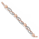 14K Rose Gold Plated .925 Sterling Silver Diamond Accent Layered Infinity Link and Heart Adjustable 4â€-10†Adjustable Bolo Bracelet (I-J Color, I3 Clarity)