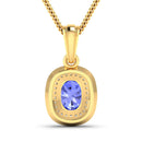 1.45 Carat Genuine Tanzanite and White Diamond 14K Yellow Gold Pendant