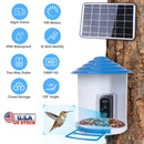 Smart Bird Feeder with Solar Powered Camera 1080P HD AI Identify PIR Motion Auto Capture Video Cloud Card Storage WiFi Connection App Control IP65 Wat