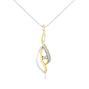 Espira 10K Two-Tone Gold Round Cut Diamond Cascade Pendant Necklace (1/10 cttw, J-K Color, I2-I3 Clarity)