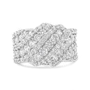 10K White Gold 3.00 Cttw Diamond Multi Row Cluster Band Ring (I-J Color, I3 Clarity) - Size 7