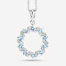 1.30 Carat Genuine Swiss Blue Topaz and White Topaz .925 Sterling Silver Pendant