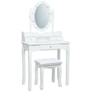 Oval Mirror Vanity Set with 10 LED Dimmable Bulbs and 3 Drawers