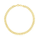 14k Yellow Gold High Polish Textured Fancy Chain Bracelet (4mm)