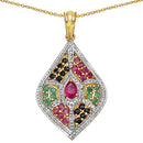 1.77 Carat Genuine Multi Stones .925 Sterling Silver Pendant