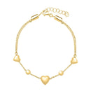 14k Yellow Gold Puff Heart Adjustable Anklet