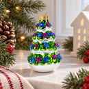 Snow-Covered Garland Tree Glass Christmas Ornament