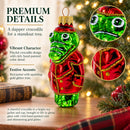 Crocodile in Red Jacket Glass Christmas Ornament