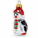 Penguin with Scarf and Hat Glass Christmas Ornament