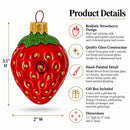Strawberry with Leaf Glass Christmas Ornament