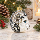 Ram Head with Blue Eyes Glass Christmas Ornament