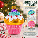 Cupcake Covered with Icing Glass Christmas Ornament