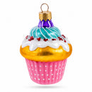 Cupcake Covered with Icing Glass Christmas Ornament