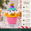 Cupcake Covered with Icing Glass Christmas Ornament