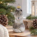 Gray Wolf Glass Christmas Ornament