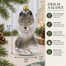 Gray Wolf Glass Christmas Ornament