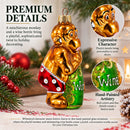 Monkey with Wine Bottle Glass Christmas Ornament