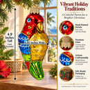 Parrot with Bright Feathers Glass Christmas Ornament