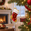 Golden Polka Dot Stocking Glass Christmas Ornament