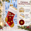 Golden Polka Dot Stocking Glass Christmas Ornament