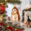 Woodland Hedgehog Glass Christmas Ornament