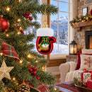 Red Mitten with Snowman Glass Christmas Ornament