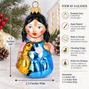 Girl Hugging Yellow Duck Glass Christmas Ornament
