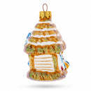 Birdhouse with Bluebirds Glass Christmas Ornament
