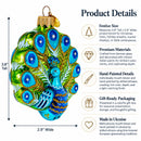 Festive Peacock Glass Christmas Ornament