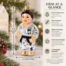 Martial Art Wrestler Glass Christmas Ornament