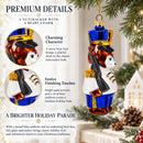 Nutcracker Bear Glass Christmas Ornament