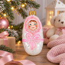 Newborn Baby Girl Glass Christmas Ornament