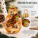 Otter Holding a Log Glass Christmas Ornament