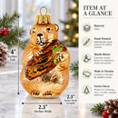 Otter Holding a Log Glass Christmas Ornament
