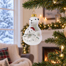 Mother Bear with Cub Glass Christmas Ornament