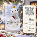 Mother Bear with Cub Glass Christmas Ornament