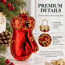 Glossy Red Mitten Glass Christmas Ornament