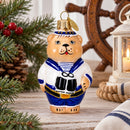 Sailor Bear with Binoculars Glass Christmas Ornament