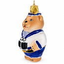 Sailor Bear with Binoculars Glass Christmas Ornament