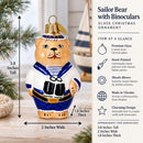 Sailor Bear with Binoculars Glass Christmas Ornament
