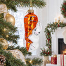 Bunny with Carrot Glass Christmas Ornament