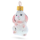 Bunny with Pink Ears Mini Glass Christmas Ornament