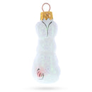 Glitter White Bunny Glass Christmas Ornament
