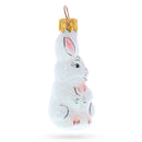Glitter White Bunny Glass Christmas Ornament