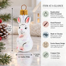 Tall Ear White Bunny Glass Christmas Ornament