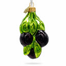 Black Olives with Glossy Green Leaves Glass Christmas Ornament