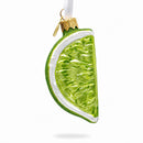 Lime Fruit Slice with Sparkle Finish Glass Christmas Ornament