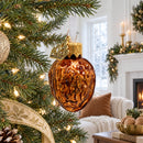 Realistic Walnut with Textured Shell Glass Christmas Ornament