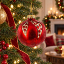 Pomegranate with Cut Open Seed Details Glass Christmas Ornament