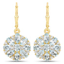 18K Yellow Gold Plated 4.58 Carat Genuine Blue Topaz and White Topaz .925 Sterling Silver Earrings